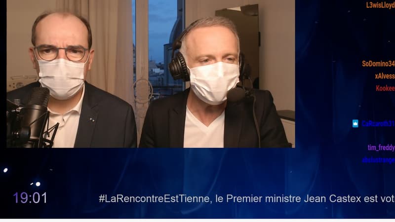 Jean Castex, invité sur la chaîne Twitch de Samuel Étienne, dimanche 14 mars 2021.