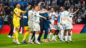 La joie des joueurs de l'OM après la victoire contre Monaco le 1er décembre 2024