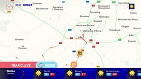 Circulation difficile sur l'A1 dans le sens Lille/Paris en raison d'un accident