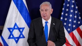Benjamin Netanyahu en conférence de presse à Tel-Aviv le 12 octobre. 