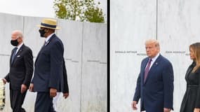 Joe Biden à New York ce vendredi (gauche) et Donald Trump en Pennsylvanie (droite). 