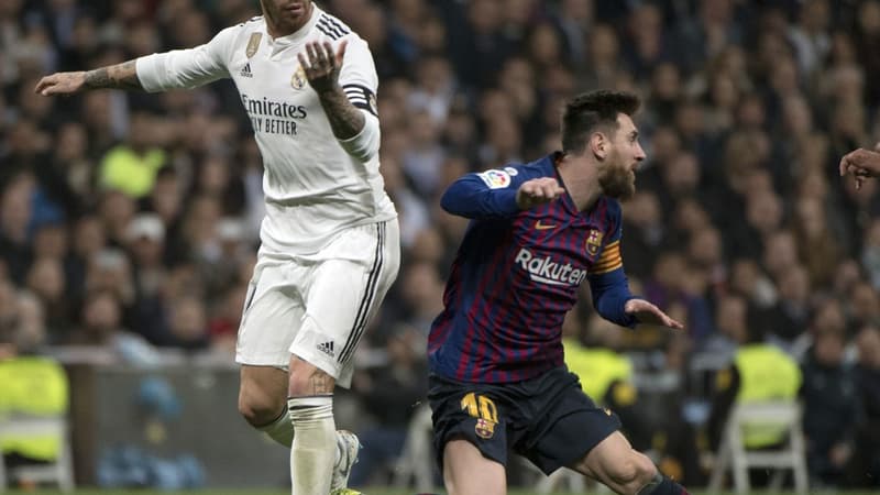 Sergio Ramos (Real Madrid) et Lionel Messi (FC Barcelone)