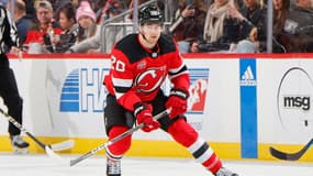 Michael McLeod (New Jersey Devils) lors du match de NHL contre Dallas, le 20 janvier 2024