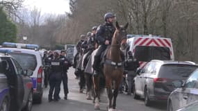 Un important dispositif déployé au bois des Templiers, le 9 février 2025, pour procéder à des fouilles où le corps de Louise, 11 ans, a été découvert le jour précédent.