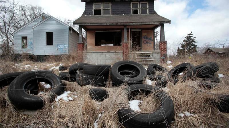 Maison abandonnée dans un quartier autrefois prospère de Detroit.