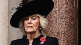 La reine Camilla à la cérémonie du Souvenir au cénotaphe de Whitehall, à Londres, le 12 novembre 2023.