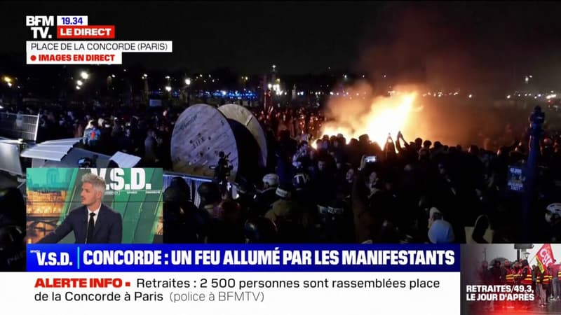 Rassemblement à Paris: un incendie déclenché place de la Concorde