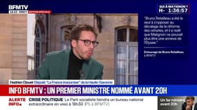 LFI n'a pas été invitée à la réunion à l'Élysée: "Le parti n'est pas intéressé pour discuter avec Emmanuel Macron [...] le président doit démissionner", indique Hadrien Clouet, député (LFI) 