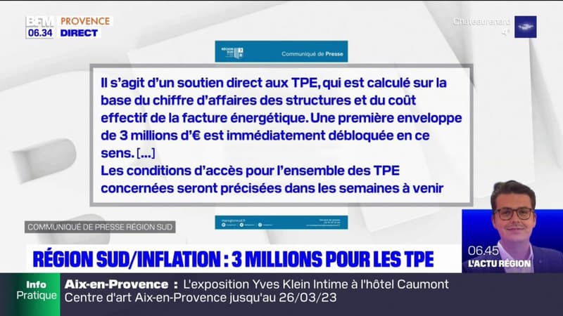 Région Sud: 3 millions d'euros d'aides pour les très petites entreprises face à l'inflation