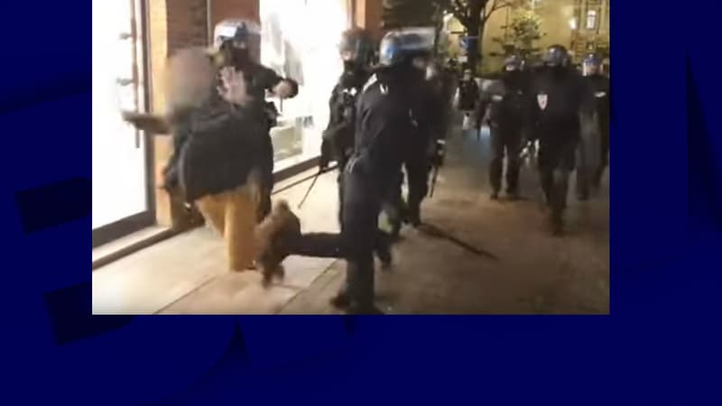 Le policier filmé en train de faire un croche-pied à un homme interpellé lors de la manifestation du 9 janvier 2020 à Toulouse.