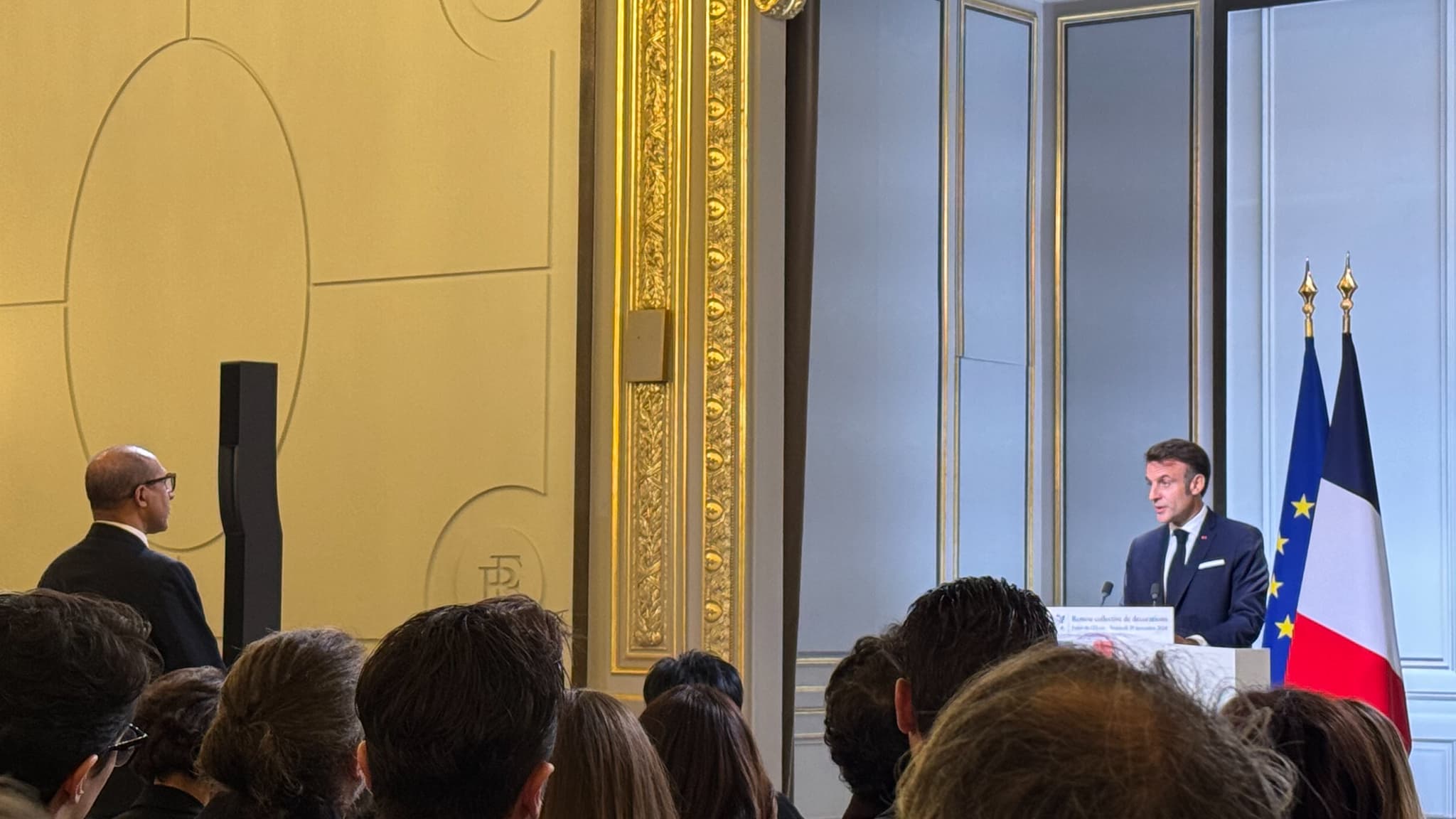 Emmanuel Macron et Philippe Diallo à l'Elysée le 29 novembre 2024