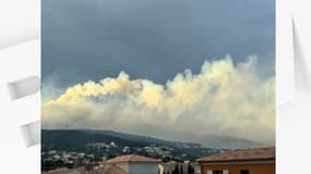 Photo de l'incendie ayant débuté le 3 janvier 2024 à proximité de la commune de Barbaggio (Haute-Corse).