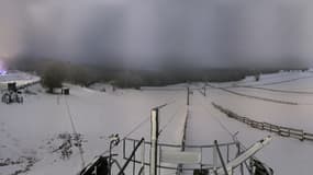 La neige sur la station de Markstein (Haut-Rhin), le 16 avril 2024. 