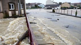 Une rue inondée de Boulay-Moselle, le 17 mai 2024