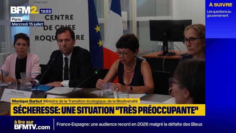 Sécheresse: la situation est "exceptionnelle" et "très préoccupante", alerte la ministre de la Transition écologique