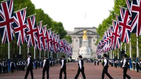 Le Mall à Londres, avant le passage du cercueil de la reine, le 14 septembre 2022.
