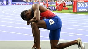 Noah Lyles à l'issue du 200m des Jeux olympiques de Paris, le jeudi 8 août 2024