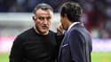 Christophe Galtier en discussion avec Pablo Longoria lors de PSG-OM, le 16 octobre 2022 