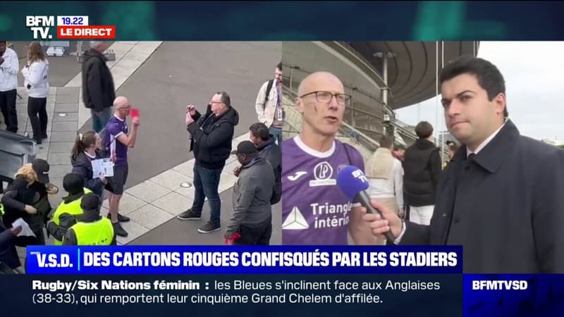 Finale de la Coupe de France: ce supporter toulousain s'est vu refuser l'accès au Stade de France avec un carton rouge distribué par les syndicats