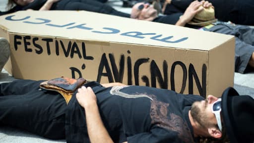 Manifestation à Marseille contre la réforme du statut des intermittents, à Marseille, le 18 juin 2014.