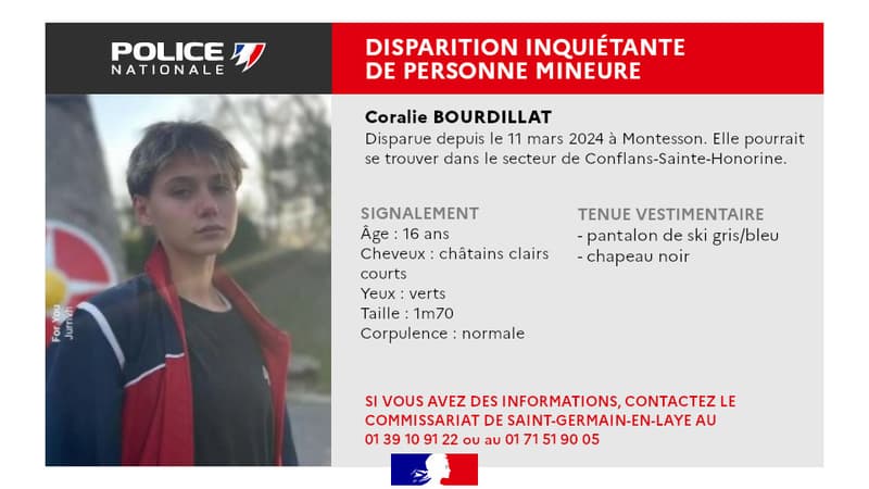 Un avis de disparition inquiétante dans les Yvelines le 14 mars 2024. 
