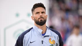 L'attaquant de l'équipe de France Olivier Giroud avant le match amical face au Canada le 9 juin 2025 à Bordeaux