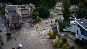 Les rues d'Annonay (Ardèche) inondées, le 17 octobre 2024.