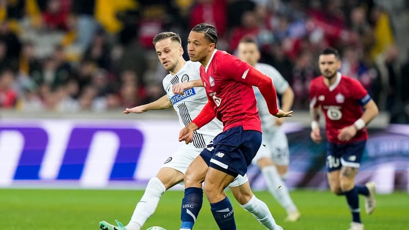 Ligue Europa Conférence - Tiago Santos lors de Lille-Sturm Graz, le 14 mars 2024