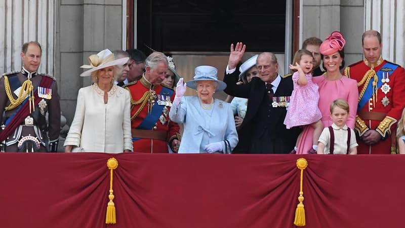 Les membres de la famille royale britannique, réunis pour la parade à Londres, le 17 juin 2017.