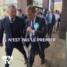 Comme d’autres politiciens d’extrême-droite, Nigel Farage a été aspergé d’un milkshake