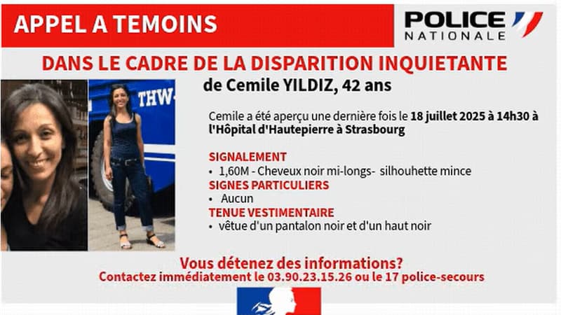 La police du Bas-Rhin relaie la disparition inquiétante d'une femme de 42 ans.