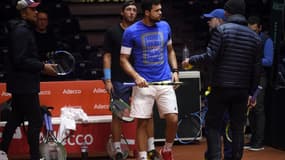 Tsonga entouré du staff de l'équipe de France