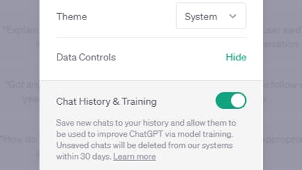 ChatGPT propose une nouvelle option pour partager moins de données ChatGPT propose une nouvelle option pour partager moins de données
