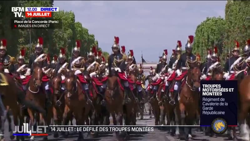 14-Juillet: le régiment de cavalerie de la Garde Républicaine défile