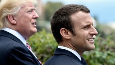 Donald Trump et Emmanuel Macron le 26 mai 2017 au sommet du G7 à Taormina en Sicile