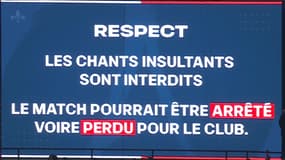 Le message d'avertissement passé au Parc des Princes concernant les chants insultants lors de PSG-OL, 15 décembre 2024