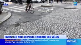 Paris: les nids de poules, ennemis redoutés des vélos, se multiplient pendant l'hiver