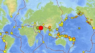 Carte en temps réel des séismes dans le monde.