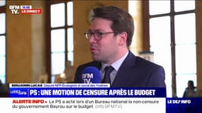 Budget: "Moi je souhaite que nous votions cette motion de censure", déclare Benjamin Lucas, député Les Écologistes