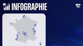 Les 92 stations où il a le plus plu depuis le début du mois de novembre 2023, infographie BFMTV.com.