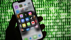 Un écran de smartphone qui présente différentes applications de réseaux sociaux (photo d'illustration)