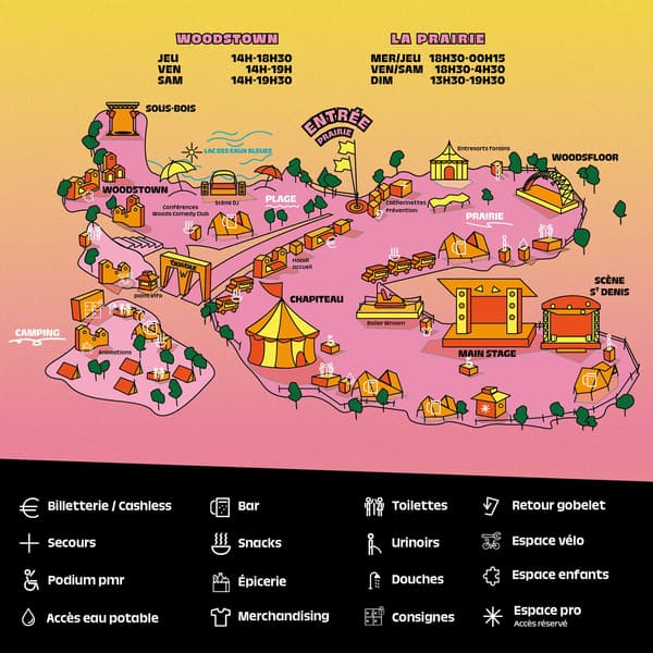 Le plan du site du festival Woodstower.