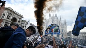 Des supporters de l'Inter après le titre de champion 2020-2021.