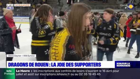 Rouen: les Dragons de Rouen ont fêté leur titre avec leurs supporters