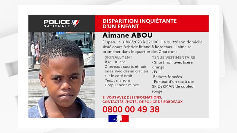 Bordeaux: a call for witnesses launched after the “disturbing disappearance” of a 10-year-old child