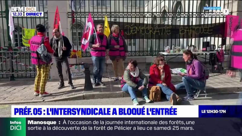 Retraites: la préfecture des Hautes-Alpes bloquée par des manifestants