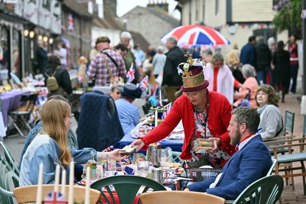 Celebration of "Big Lunch" in Alfriston, in the south of the'England, May 7, 2023.