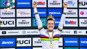 Mathilde Gros lors des championnats du monde de cyclisme sur piste.