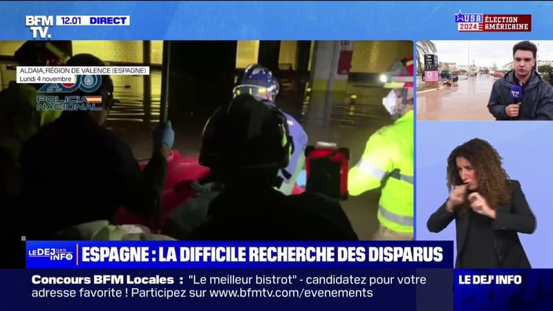 Les policiers poursuivent leurs fouilles à l'intérieur du parking souterrain d'Aldaia, aucune victime n'a été retrouvée pour le moment