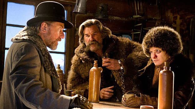 Tim Roth, Kurt Russell, Jennifer Jason Leigh dans Les Huit salopards, de Quentin Tarantino.